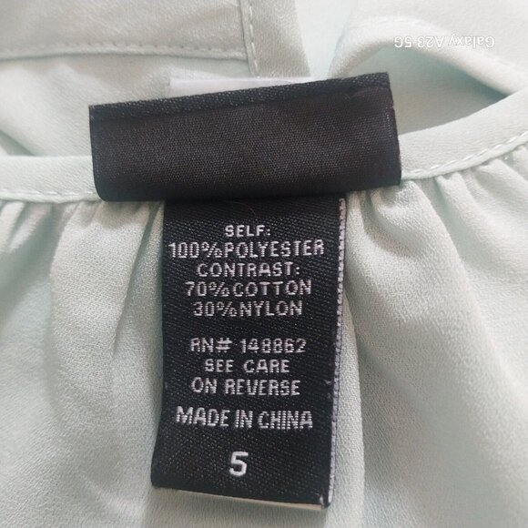 Torrid Light Mint Lace-Trim Flutter Sleeve Blouse Size 5 Polyester Cotton Blend - Picture 6 of 9